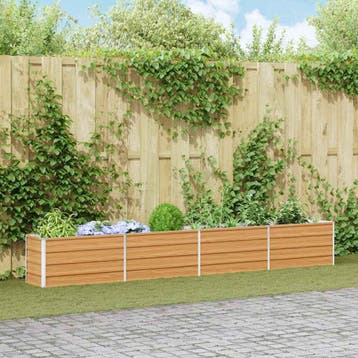 vidaXL Verhoogde plantenbak Licht Bruin 320 x 40 x 45 cm, Verzenden, Minder dan 60 cm, Nieuw, Metaal