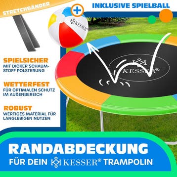 Trampoline rand - Beschermrand - 366 cm - Regenboog - KESSER, Verzenden, Zo goed als nieuw