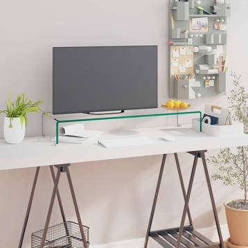 vidaXL Tv-meubel/monitorverhoger transparant 90x30x13 cm, Verzenden, Nieuw, Glas, Minder dan 100 cm