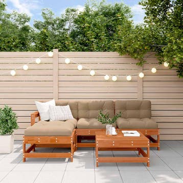 vidaXL Tuin loungeset 5 st 4-zits Wax Bruin Den Massief, Verzenden, Nieuw, 5 zitplaatsen, Loungeset