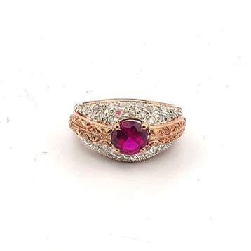 Zonder minimumprijs - Ring - 9 kt. Roségoud, Zilver Spinel -, Nieuw