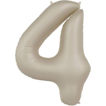 Folie Ballon cijfer 4 Cream Latte 86 cm, Verzenden, Nieuw, Feestartikel, Verjaardag