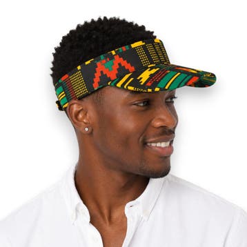 Zonneklep / Pet met Afrikaanse print - Zwart Groen Kente, Kleding | Heren, Ophalen of Verzenden, Nieuw