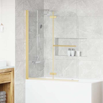 vidaXL Douche Omhulsel Transparant en Goud 120 x 140 cm, Verzenden, Nieuw