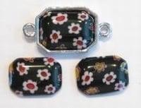 4 x plaksteen glas Italian style rechthoek Zwart Millefio..., Ophalen of Verzenden, Nieuw, Overige typen