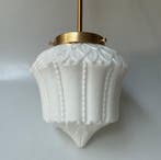 Hangende plafondlamp - Messing, Opalineglas - Artdeco met, Antiek en Kunst, Antiek | Lampen