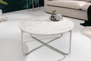 Ronde salontafel NOBLE 65cm wit marmer afneembaar tafelblad, Ophalen of Verzenden, Nieuw