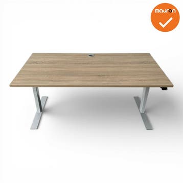 LINAK elektrisch zit-sta bureau - 160x80cm - Zilvergrijs..., Werkplek, Ophalen of Verzenden, Gebruikt, Bureau