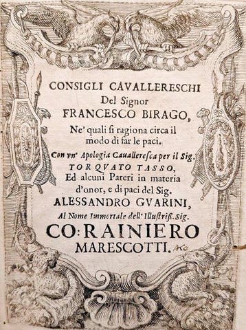 Birago / Guarini - Consigli Cavallereschi - Pareri in, Antiek en Kunst