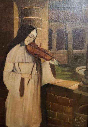 Henri Valcke (1871-1951) - The Violinist in the Gothic