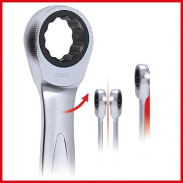 KS Tools GEARplus ringratel-steeksleutelset 8–19 mm 12-delig, Verzenden, Nieuw