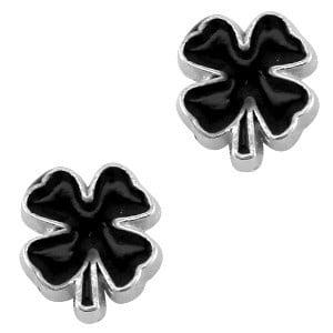 2 x Floating Charms klavertje 4 Antiek zilver-zwart 9x8 mm, Ophalen of Verzenden, Nieuw, Bedel