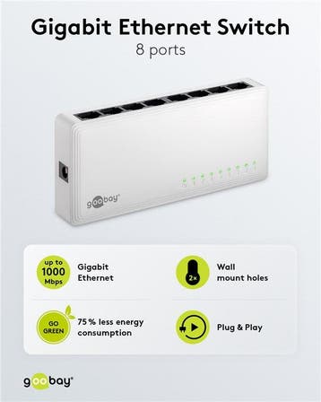 8-Poorts Gigabit Ethernet Switch, Ophalen of Verzenden, Nieuw