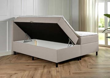 Boxspring met opbergruimte Bologna 160 200 Beige, Verzenden, Beige, 200 cm, Modern