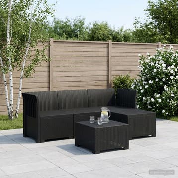 vidaXL 4-Persoons Tuinbank Rieten Look PP Antraciet, Verzenden, Nieuw