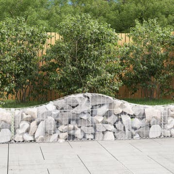 vidaXL Schanskorf gewelfd 200x30x40/60 cm gegalvaniseerd, Tuin en Terras, Bloembakken en Plantenbakken, 100 cm of meer, Verzenden