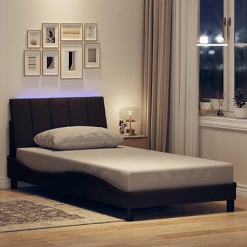 vidaXL Bedframe zonder matras Hanko 100x200 cm stof, 100 cm, Eenpersoons, Bruin, Verzenden
