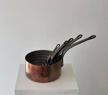 Pan (5) - Vintage Franse koperen sauspannen, set van 5,