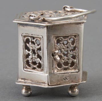 Beeldje - Miniatuur stoof - Zilver