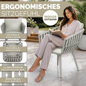 Tuinstoelen - Weerbestendig - Met armleuning - Beige - Tillv, Verzenden, Zo goed als nieuw