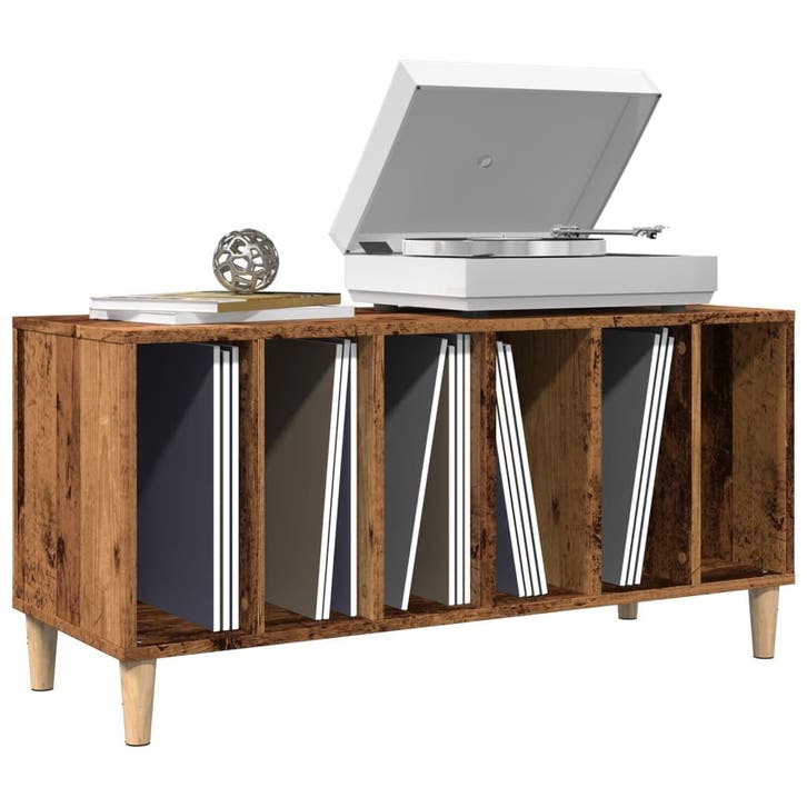 vidaXL Platenkast 100x38x48 cm bewerkt hout oud houtkleurig, Huis en Inrichting, Kasten | Overige, Nieuw, Verzenden