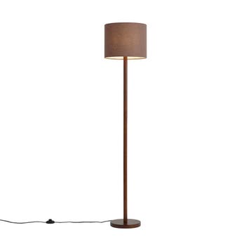 Japandi vloerlamp walnoot hout met linnen kap bruin 151cm -, Verzenden, Nieuw, Hout, Japandi