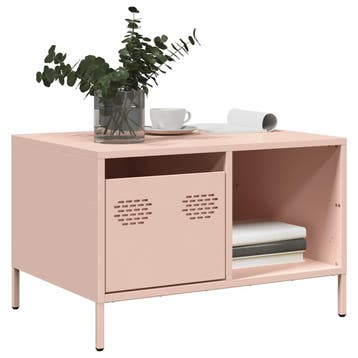 vidaXL Salontafel 68,5x50x43,5 cm koudgewalst staal roze, 50 tot 100 cm, Verzenden, Nieuw, 50 tot 100 cm
