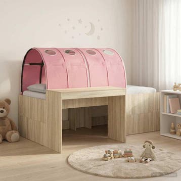 vidaXL Bed met Tunnel 3 st Artisian Eik en Roze Bewerkt hout, Verzenden, Nieuw, Bruin, Hout