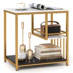 LIVSK Bijzettafel Imitatiemarmer - Goudkleurig Metalen Frame, Verzenden, Nieuw