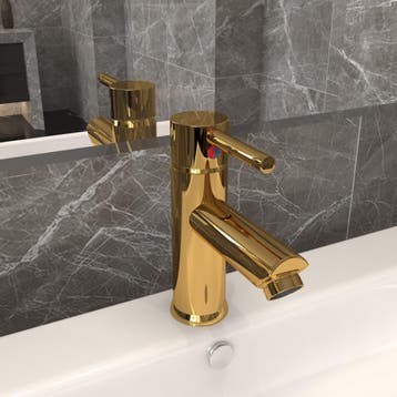 vidaXL Wastafelkraan 130x176 mm goudkleurig, Doe-het-zelf en Verbouw, Verzenden, Nieuw