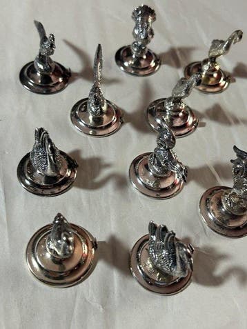 Beeldje - 10 segnaposto tavola (10) - .800 zilver