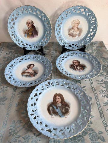 Eetservies (5) - European Historical Portrait Plates – Blue, Antiek en Kunst