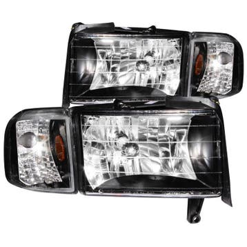ANZO 1994-2001 Dodge Ram Crystal Headlights Black, Auto-onderdelen, Ophalen of Verzenden, Nieuw