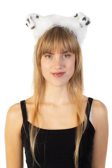 KIMU® Haarband Furry Hondenoortjes Zwart Wit Dalmatiër Hond, Ophalen of Verzenden, Nieuw, Carnaval, Accessoires