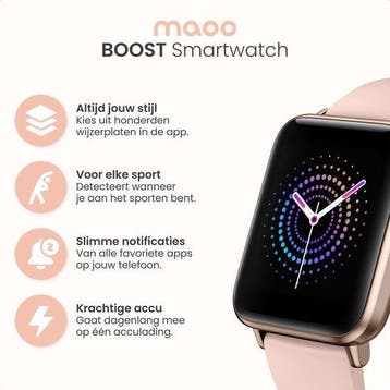 2dekans | MAOO BOOST Smartwatch – Inclusief Screenprotector, Ophalen of Verzenden, Zo goed als nieuw, Maoo