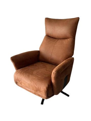 Living XL relaxstoel in de kleur cognac in kunstleder, Verzenden, Minder dan 75 cm, Metaal, Zo goed als nieuw