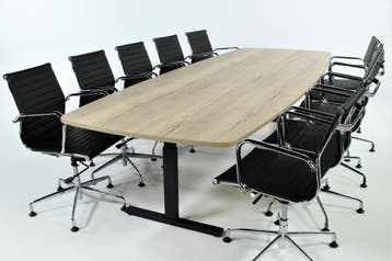 KSB Vergadertafel natuur-eiken - zwart 320x120 cm PL Nieuw, Ophalen of Verzenden, Nieuw in verpakking, Bureau