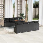vidaXL Tuin Sofa Set met kussen met kussen 9 pcs Zwart en, Verzenden, Nieuw, Rotan