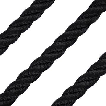 6mm Landvast & Ankerlijn 3-Strengs Polyester Zwart, Ophalen of Verzenden, Nieuw