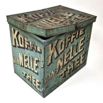 Vintage Van Nelle reclameblik voor koffie en thee, jaren, Verzenden, Gebruikt