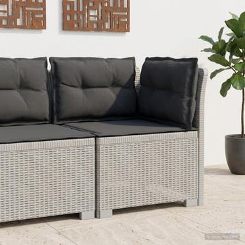 vidaXL Eénpersoons Tuinbank met Kussens Rattan Look PP Wit, Tuin en Terras, Tuinsets en Loungesets, Verzenden, Nieuw