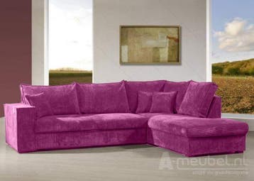 Hoekbank Afferden - loungebanken - Roze, Nieuw, 150 cm of meer, Stof, 250 tot 300 cm
