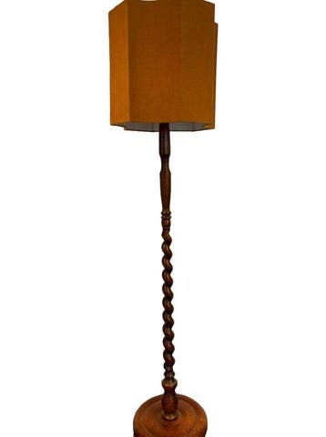 Staande lamp - eiken / stof - Barley twist vloerlamp, Antiek en Kunst