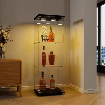 Glazen Vitrinekast met LED – Moderne 3-Laags Displaykast, Huis en Inrichting, Kasten | Vitrinekasten, Verzenden, Nieuw