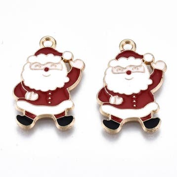 2 x Metalen epoxy kerstbedel kerstman 23 x 16 x 1,2 mm –.., Ophalen of Verzenden, Nieuw, Kraal