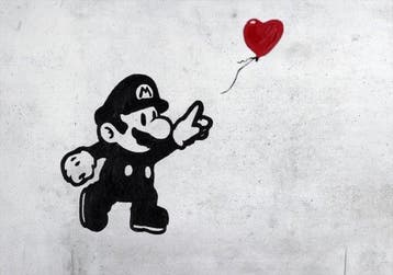 Naro - Canvas [XL] - Mario & the Red Heart Balloon – Banksy, Nieuw
