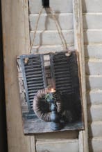 Houten deco bord Shutters 20 x 15 cm, Huis en Inrichting, Ophalen of Verzenden, Nieuw