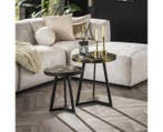 Salontafelset 2/ rond black and gold - Teak black&gold, Huis en Inrichting, Tafels | Salontafels, Ophalen of Verzenden, Nieuw