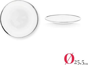2dekans | VTWonen Set van 4 Ontbijtborden - Wit/Zilver -, Ophalen of Verzenden, Zo goed als nieuw