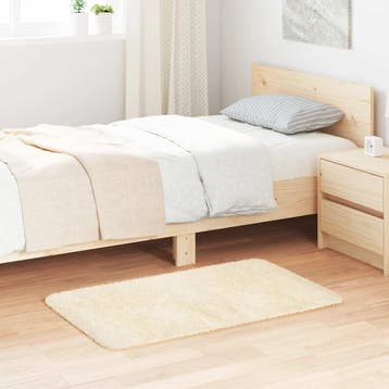 vidaXL Hoogpolig vloerkleed NAVARRA 60x100 cm polyester, Verzenden, Nieuw, Crème